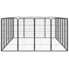 20-Panel Dog Playpen Black 19.7"x39.4" Powder-coated Steel